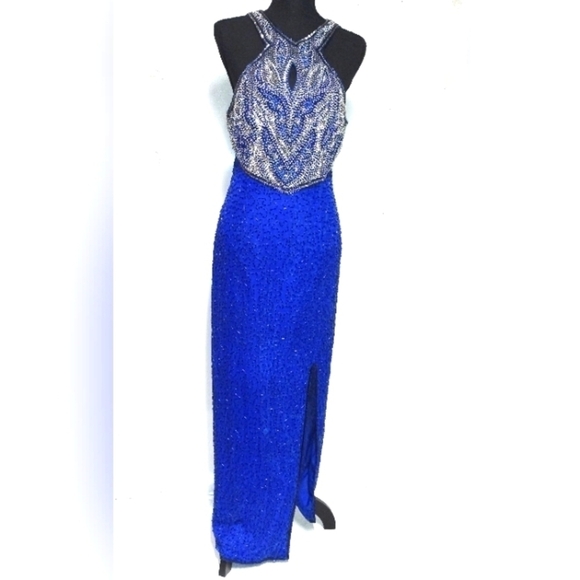Laurence Kazar dress blue formal silk halter Size: M